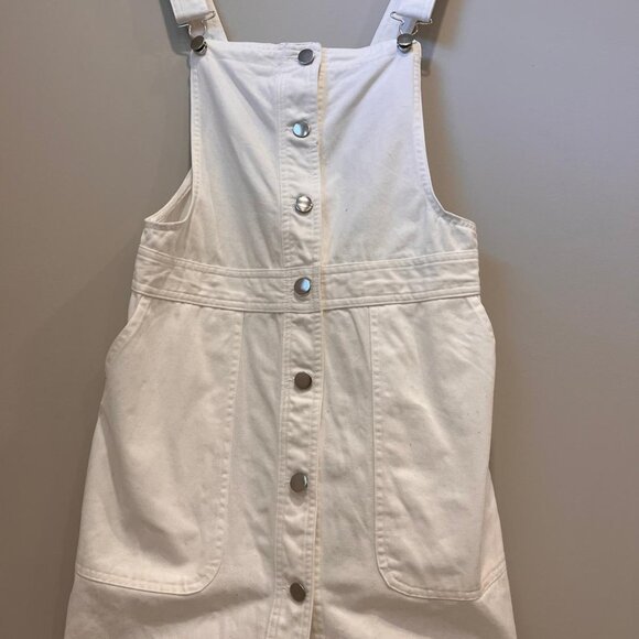 Mango white denim mini overalls dress US size 4 - Picture 2 of 7